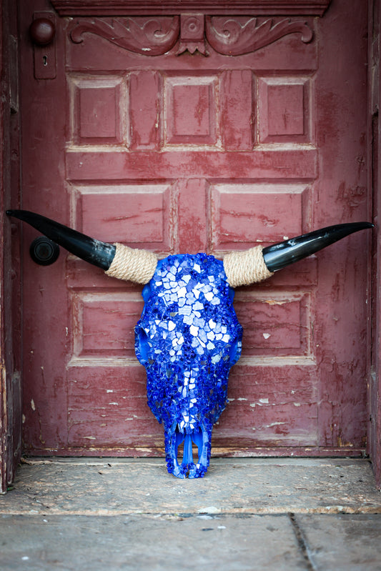 Blue cow skull